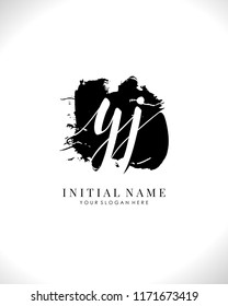 Y J Initial brush and handwriting logo template vector