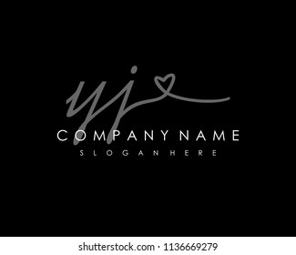 Y J Initial handwriting logo vector