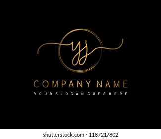 Y J Initial handwriting logo vector