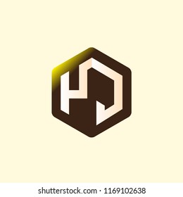 Y J Initial letter hexagonal logo vector