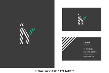 I Y joint logo design letters with business card template