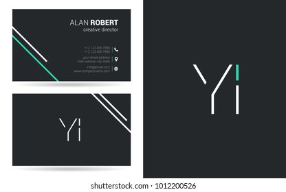 Y & I joint logo line letter design with business card template 
