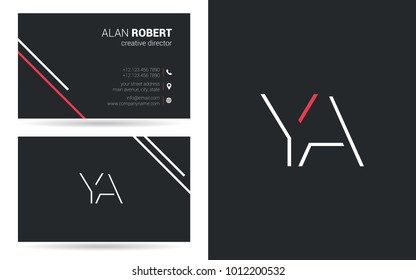 Y & A joint logo line letter design with business card template 