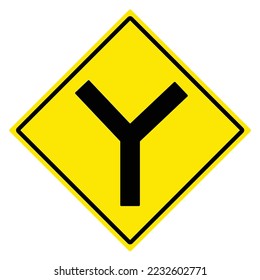 Y junction sign, junction sign