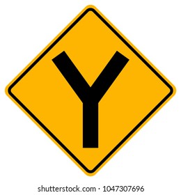 Y -Junction Traffic Road Sign,Vector Illustration, Isolate On White Background Icon. EPS10