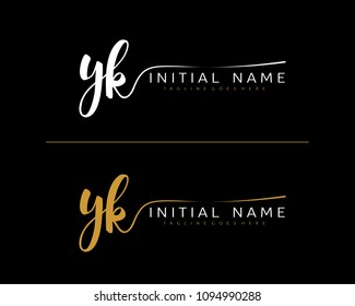 Y K Initial handwriting logo vector. Hand lettering for designs.