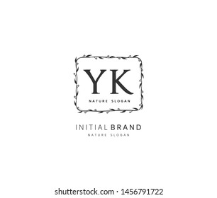 Y K YK Beauty vector initial logo, handwriting logo of initial signature, wedding, fashion, jewerly, boutique, floral and botanical with creative template for any company or business.