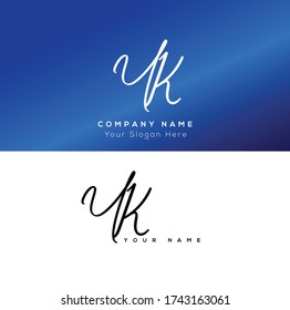 Y K YK Initial letter handwriting and signature logo.