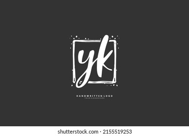 Y K YK logo, Initial lettering handwriting or handwritten for identity. Logo with signature and hand drawn style.