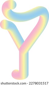 Y latter with gradient color style font