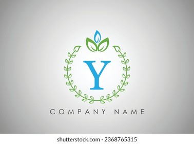  Y Latter leaf .abstract green leaf company logo. Garden plant natural symbols template. Business sign collection. Vector illustration.