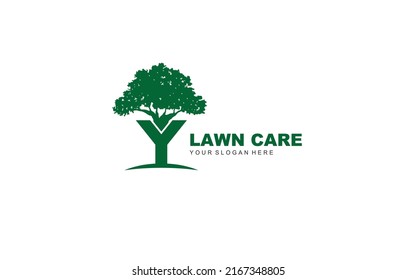 Y lawn care logo design inspiration. Vector letter template design for brand.