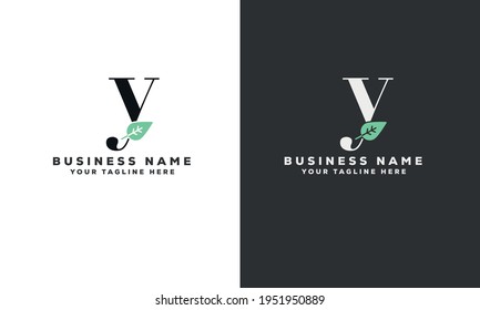  y leaf initial minimal alphabet letter logo vector