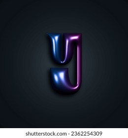 Y Letter with 3D Chrome Effect. Vector Font Element in Gradient Metal Color. Y2k Typography Design