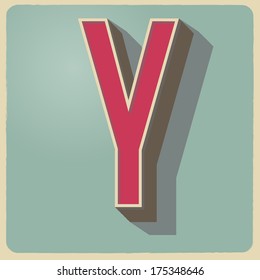 Y letter of 3d vector illustrated relief retro font with shadow