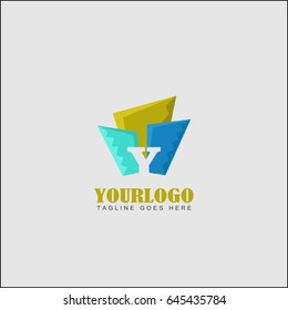 Y letter abstract concept. Colorful multicolored real estate logo designs for business visual identity. Houses and skyscrapers theme
