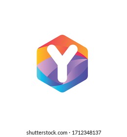 y letter abstract hexagon gradient logo