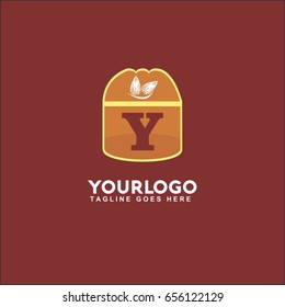 Y letter abstract illustration logo. Vector nut, almond, walnut, peanut, pistachio and hazelnut. 