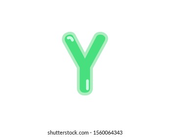 Y letter alphabet green candy jelly glossy vector isolated on white background 