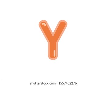 Y letter alphabet orange candy jelly glossy vector isolated on white background 