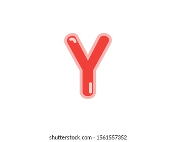 Y letter alphabet red candy jelly glossy vector isolated on white background 