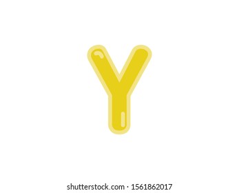 Y letter alphabet yellow gold amber candy jelly glossy vector isolated on white background 