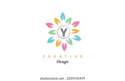Y letter artwork trendy vector logo icon design. Elegant floral hand draw water color design