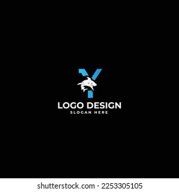 Y Letter with a Big dolphin colorful logo design 
