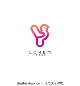 Y Letter bird Logo Design Icon. Bird Letter Logo with Creative and modern concept