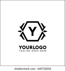 Y Letter Black Spider on White Background. Logotype. Your text. Vector illustration.