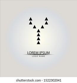 Y Letter business logo design template. Abstract vector elements for corporate identity emblem, label or icon, made from triangle arrangement