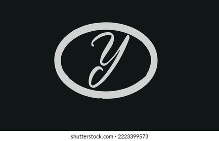 Y letter calligraphic Minimal monogram emblem style vector logo