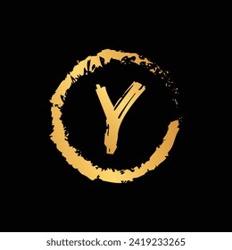 Y letter in circle shape luxury gold color monogram design vector eps