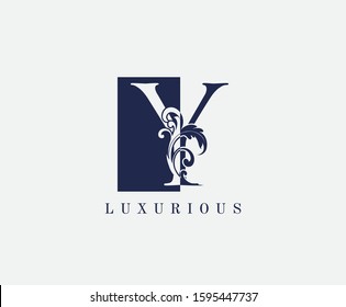Y Letter Classic Vintage Logo. Luxury Y Swirl Square Logo Icon