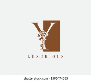 Y Letter Classic Vintage Logo. Luxury Y Swirl Square Logo Icon