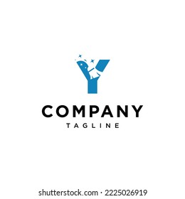 Y Letter cleaning broom Vector logo icon vector Template