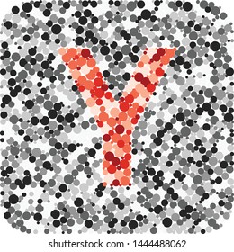 Y letter color distributed circles dots illustration