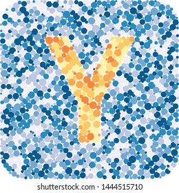 Y letter color distributed circles dots illustration