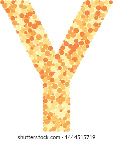 Y letter color distributed circles dots illustration