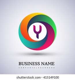 Y letter colorful logo in the circle. Vector design template elements for your application or company identity.