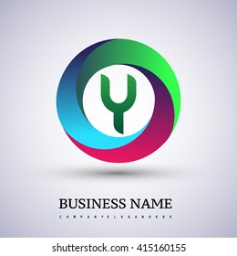 Y letter colorful logo in the circle. Vector design template elements for your application or company identity.