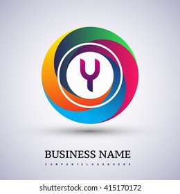 Y letter colorful logo in the circle. Vector design template elements for your application or company identity.