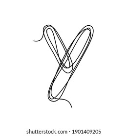 Y letter continuous thin line. vector illustration alphabet symbol with one line, minimalistic simple first letter name icon, logo