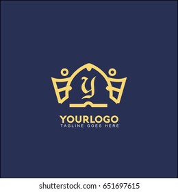 Y letter creative king crown logo. Royal Palace Vector illustration.