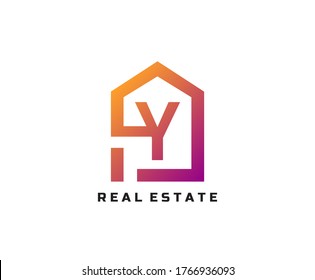 Letra Y logo creativo y único Icono monograma creativo con signo de casa para empresa inmobiliaria.