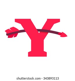 Y letter with curved arrow. Vector design template elements for your application or corporate identity.