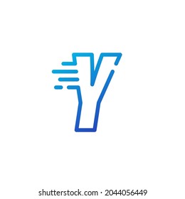y letra guión rápido rápido marca digital rápida línea contorno logotipo icono vectorial