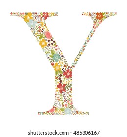 Y letter with decorative floral ornament