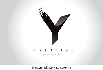 Y Letter Design with Brush Stroke and Modern 3D Look Vector Illustration.