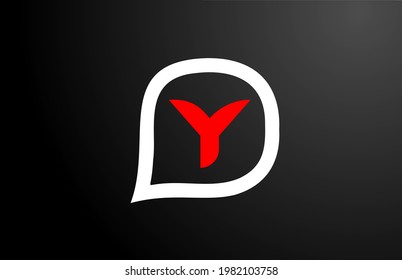 Y letter design with red question cloud. Alphabet logo design. Branding icon for products and company